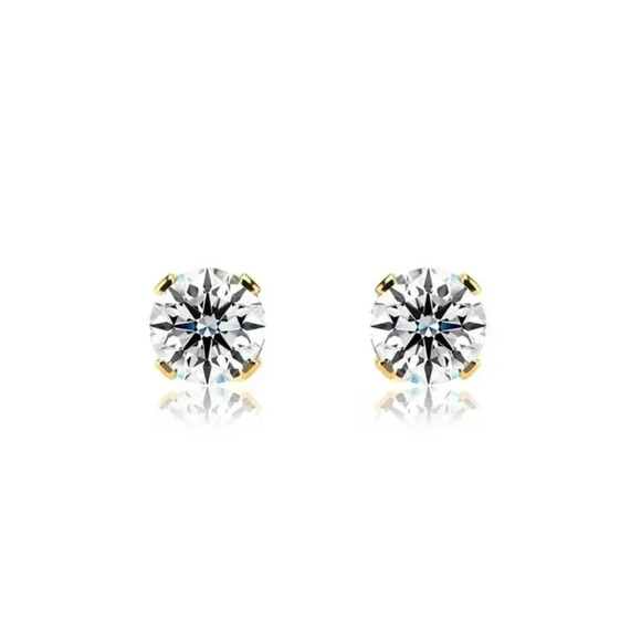 Brandon+Shea 1/2 Carat Real Diamond Stud Earrings In 14K Yellow or White Gold - Picture 4 of 7